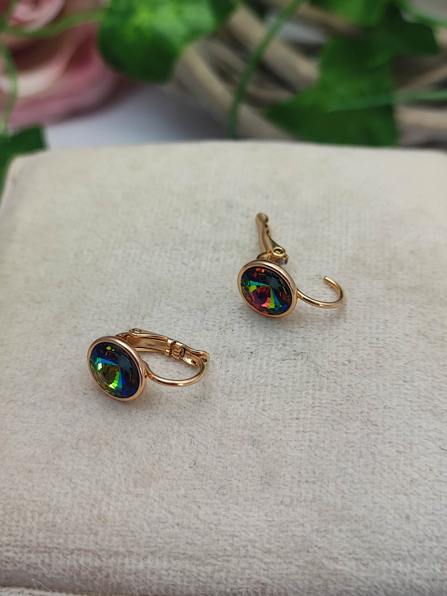 Kolczyki złote stal chirurgiczna kryształ Swarovski k454 - obrazek 3
