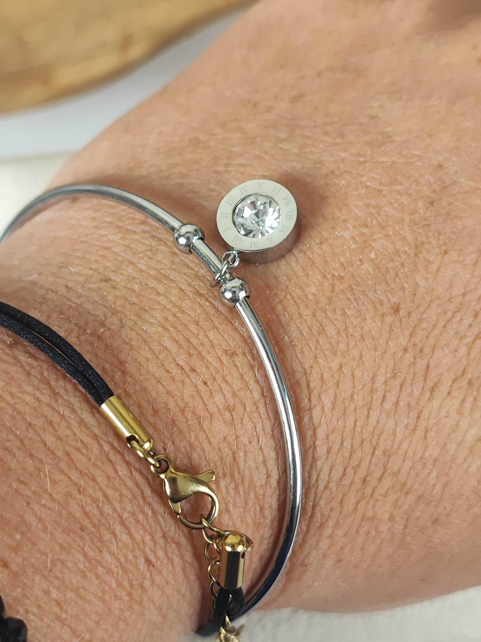 Bransoletka sztywna bangle srebrna stal nierdzewna b101 - obrazek 3