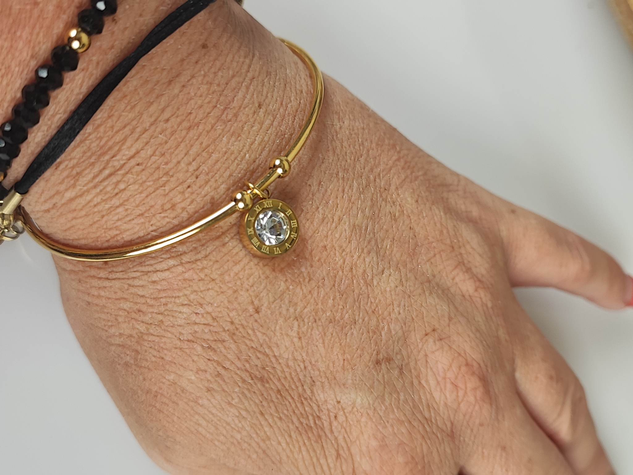 Bransoletka sztywna bangle złota stal chirurgiczna b102 - obrazek 3