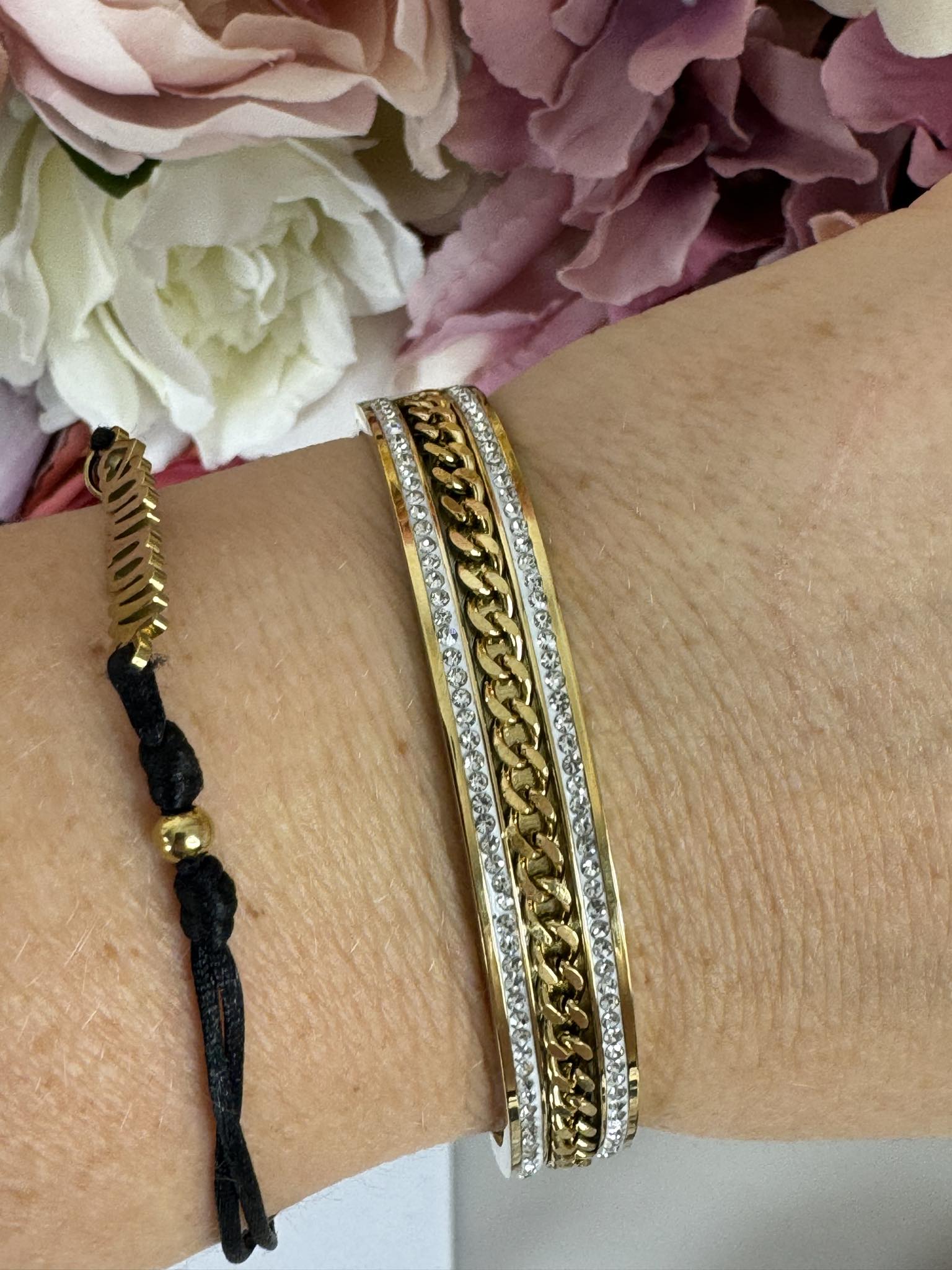Bransoletka złota sztywna bangle stal nierdzewna b500 - obrazek 3
