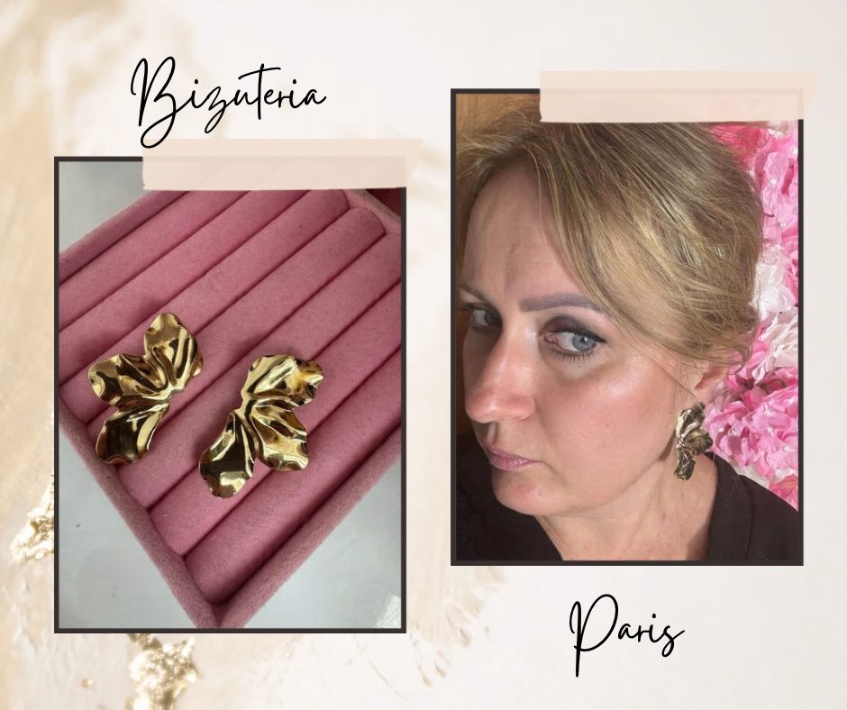 Klipsy w kolorze złotym eleganckie wiszące gładkie c43 - obrazek 4