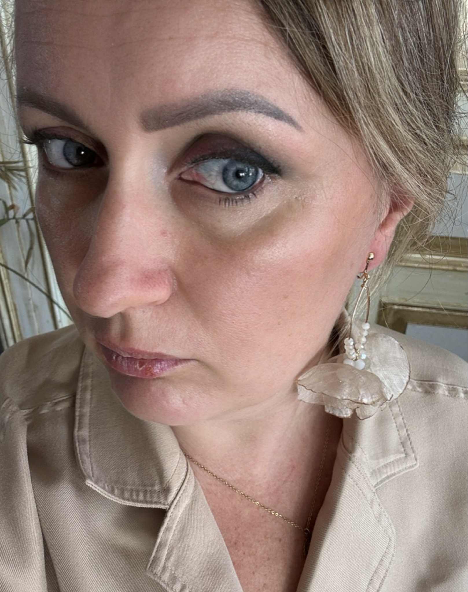 Klipsy materiałowe złote - wiszące lekkie nowość nude c83 - obrazek 4