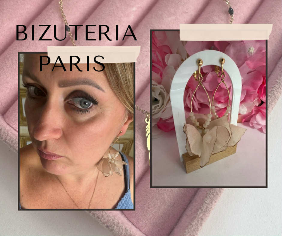 Klipsy materiałowe nude złote - wiszące lekkie c83 - obrazek 4